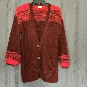 Sundance Best Friends Maroon Pink Cardigan Sweater M